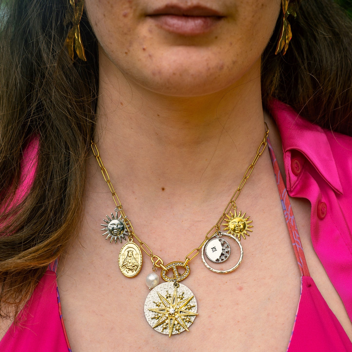 RIE STUDIO COLLIER ACIER INOXYDABLE CHARM ETE PENDENTIF