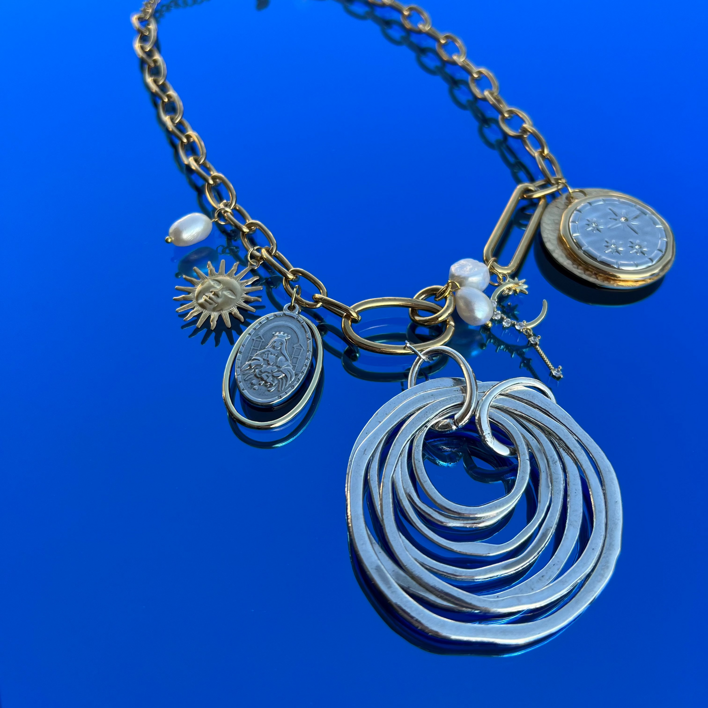 collier acier inoxydable argent or rie studio