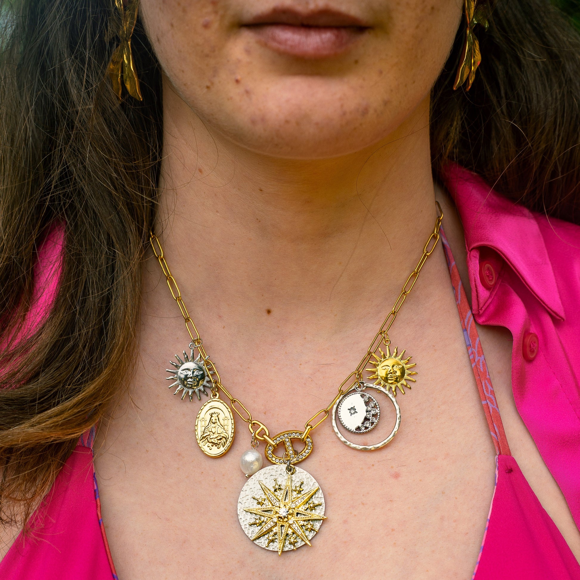 RIE STUDIO COLLIER ACIER INOXYDABLE CHARM ETE PENDENTIF